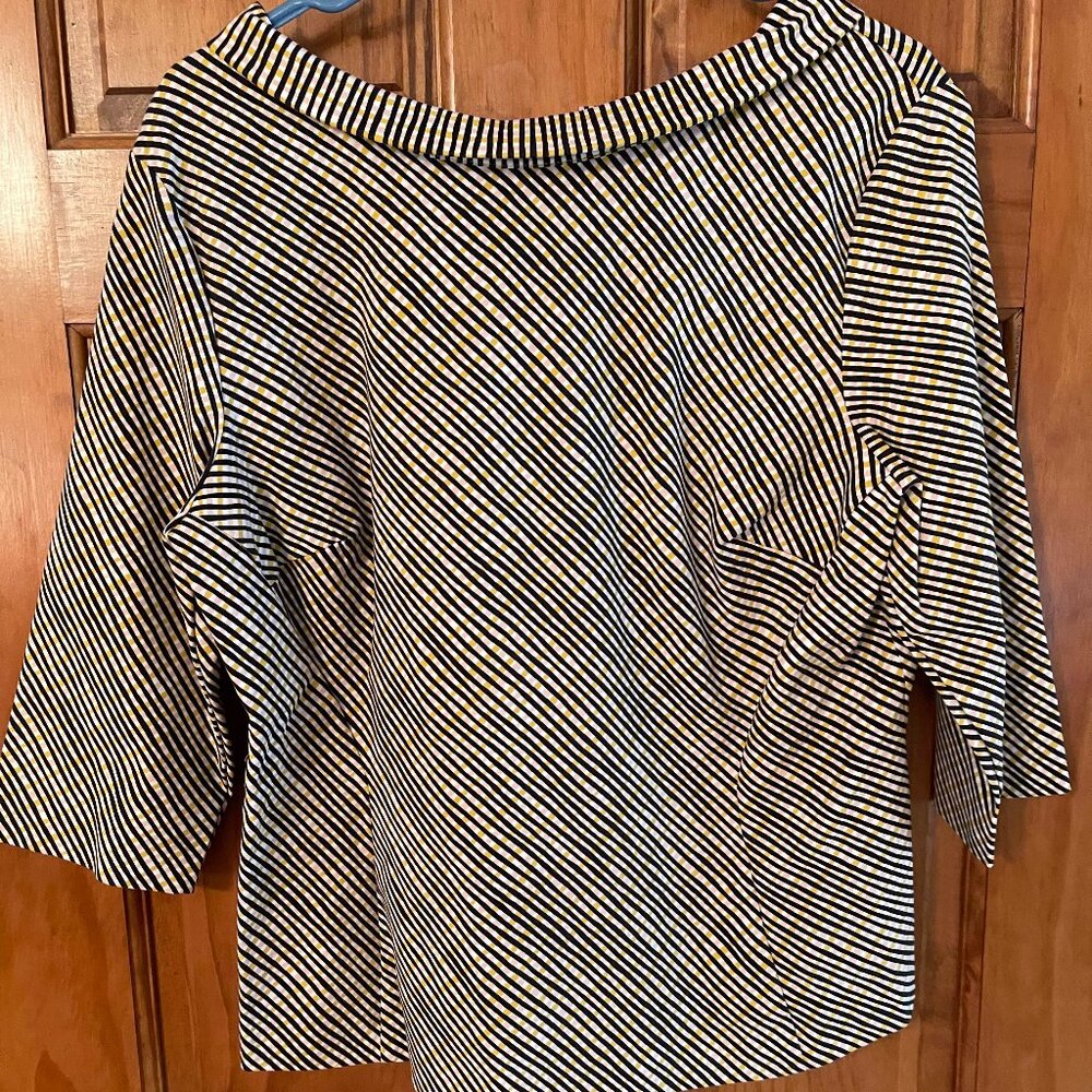 Boden Black and White Striped Blouse